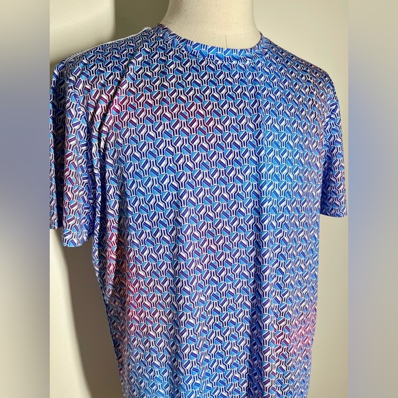 Robert Graham | Paddle Me Geo Print Short Sleeve T-Shirt | Blue Multi | Large - Picture 3 of 6